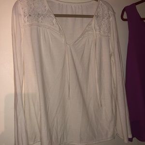White lace flowy blouse